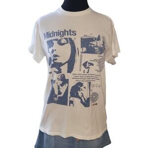 Taylor Swift Midnights T-Shirt Women’s Medium White Short Sleeve EUC